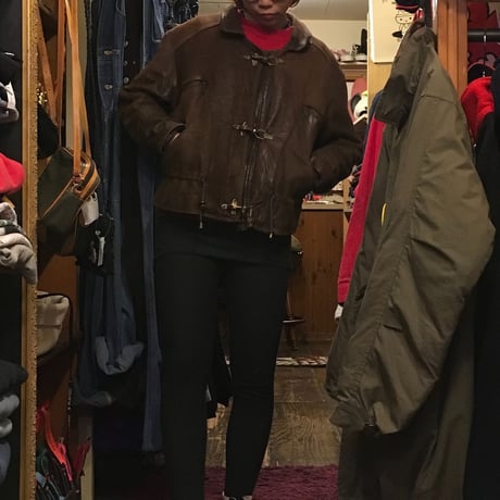 [USED] real leatherのフード付JKT