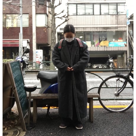 [USED] WOOL ヘリンボーン ネップ ロングコート