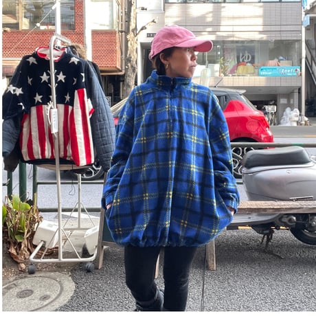 [USED] チェック柄のハーフZIPフリース