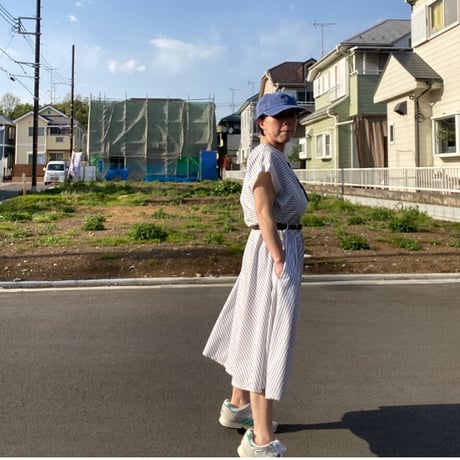 [USED]ストライプ🤍フレアワンピース