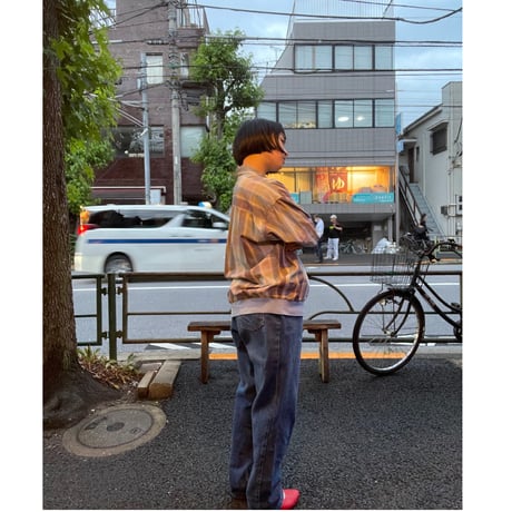 [USED] リブ付きチェックポロ