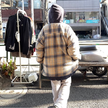 [USED] Dickies 綿入りフードネル NAVY/BGE