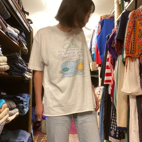 [USED] ゆるプリント 猫 tee