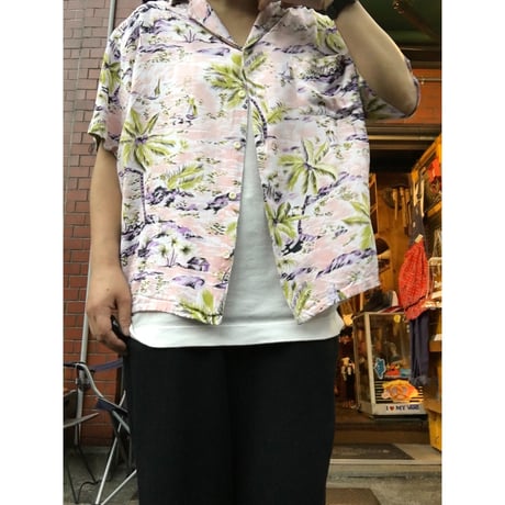 [USED] レーヨン アロハシャツ [PINK]