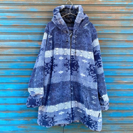 [USED] 雪柄 ボア フリース コート❄️