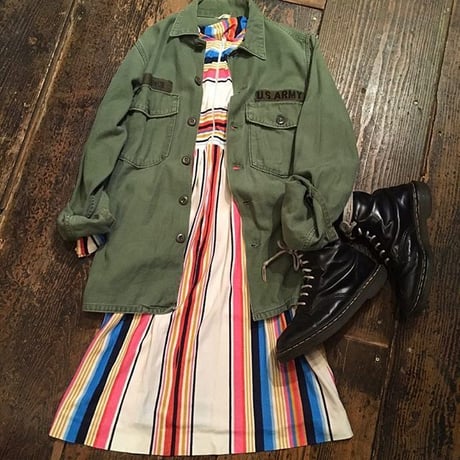 [USED]  70's ストライプ ワンピース