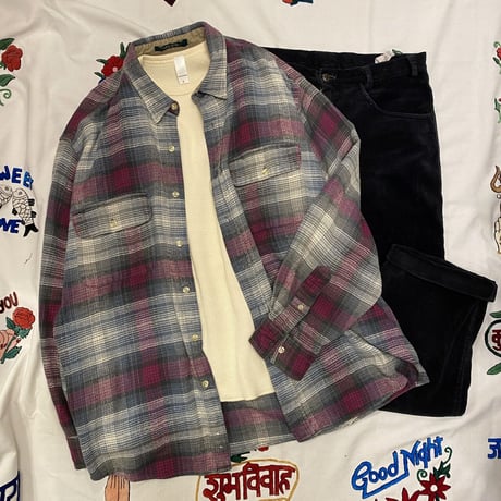 [USED] グレー×ピンクCHECK HEAVYネル