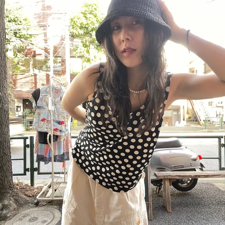 [USED]  euro 白黒 ドット♡タンクトップ