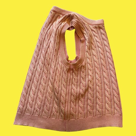[USED] パステルPINK💗COTTONニットベスト
