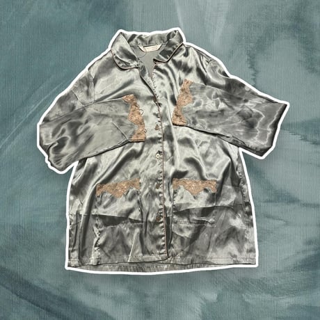 [USED] サテン パジャマシャツ