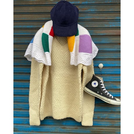 [USED]  Vintage ニット ブランケット 70 × 80cm