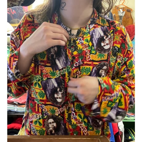 [USED] BOB MARLEY レーヨン P/O SHIRTS