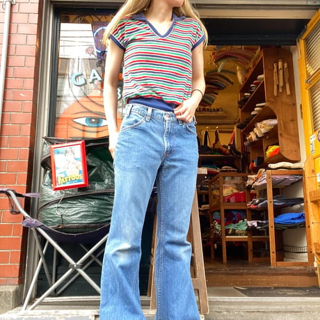 [USED] 襟付きパイルボーダーTOPS♡