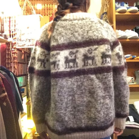 [USED] Wool アルパカ柄 カーディガン