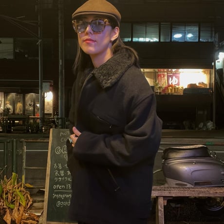 [USED]ボア襟 BLACK WOOL コート　JKT