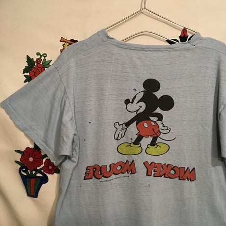 [USED] 80's  vintage  両面 Mickey & Minnie Tee