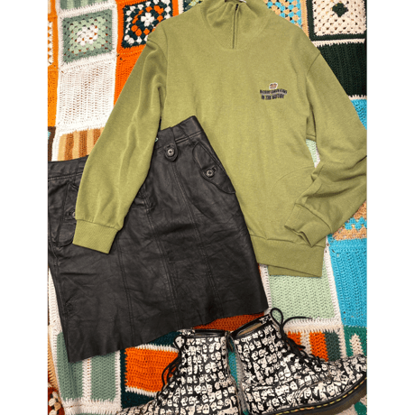[USED] 切りぱなしレザースカート