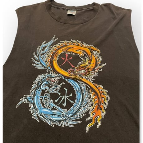 [USED]  ドラゴン☯️🐉プリント Tee  CUTOFF