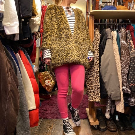 [USED] FAKE FUR レオパードコート 