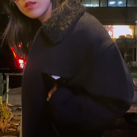 [USED]ボア襟 BLACK WOOL コート　JKT