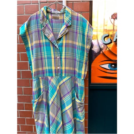 [USED] France COTTON チェックワンピース