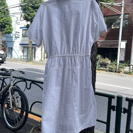 [USED] vintage WHITE 2way 襟付き 刺繍 O/P