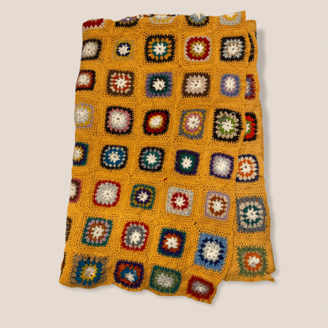 [USED]  Vintage ニット ブランケット 160×160cm