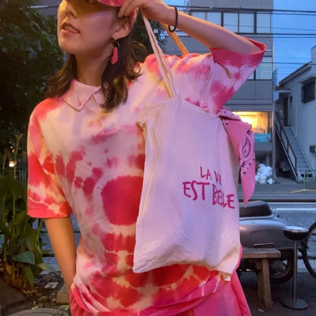 [USED] pink タイダイ BIG ポロシャツ
