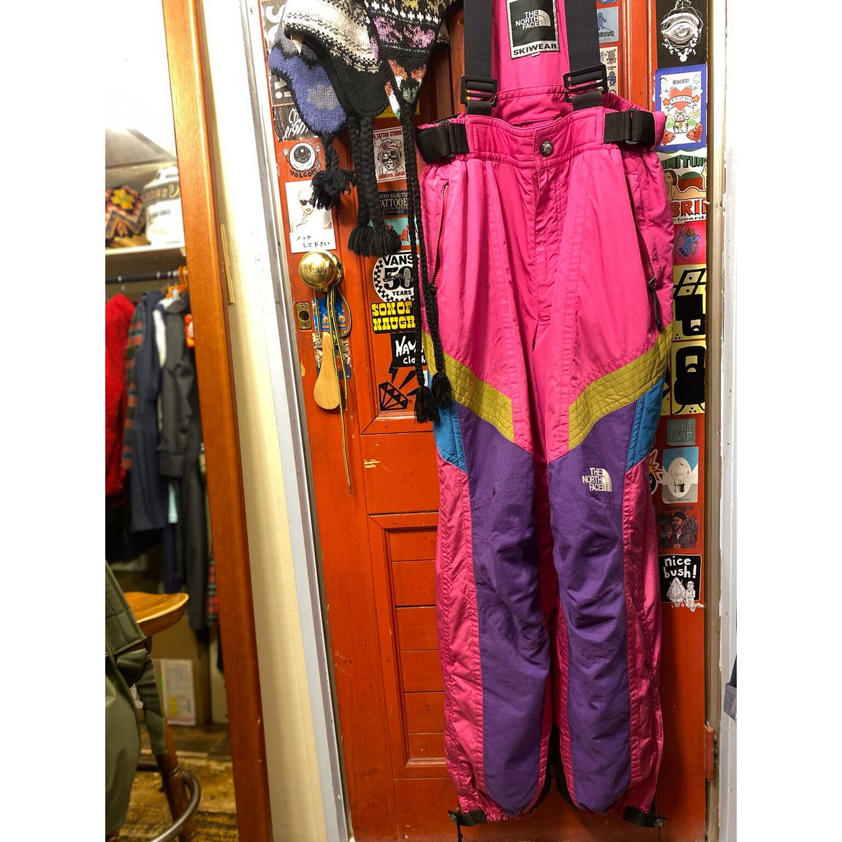 ザノースフェイス レトロスキーパンツサスペンダー付きメンズS