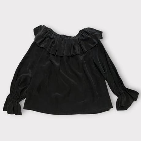 [USED] SILK フリルオフショルダートップス🖤