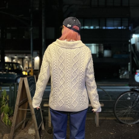 [USED] WHITE アランニットカーディガン🤍