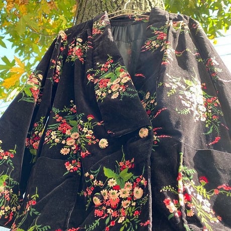 [USED] 花柄 ベロアJACKET