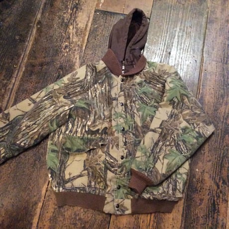 [USED] 重ね着風 CAMO フードJKT 中綿入り