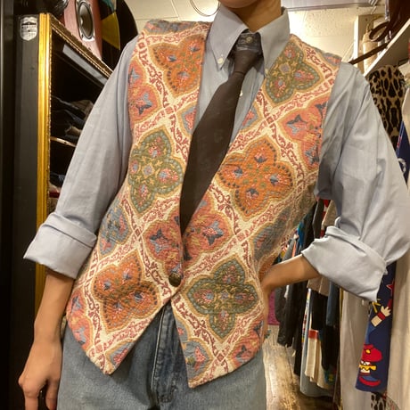 [USED] VINTAGE ゴブラン織り 総柄 VEST