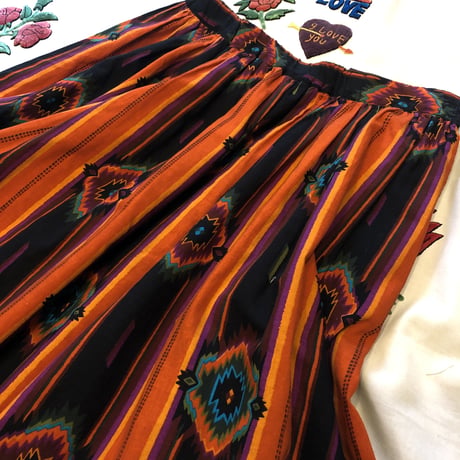 [USED] ネイティブ柄ロングスカート