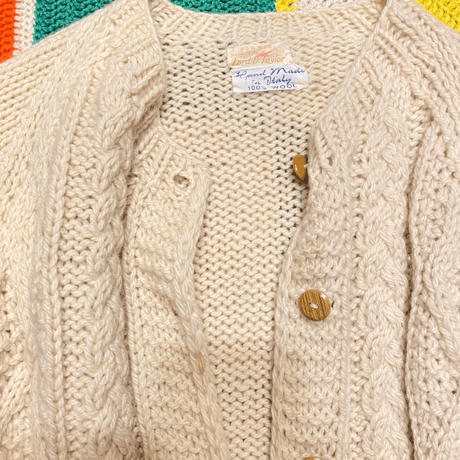 [USED] made in ITALY ハンドメイド ケーブル編みニットカーディガン