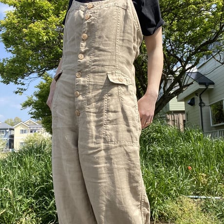 [USED] LINEN オーバーオール