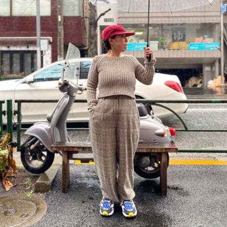 [USED] vintage シルク混 タックパンツ