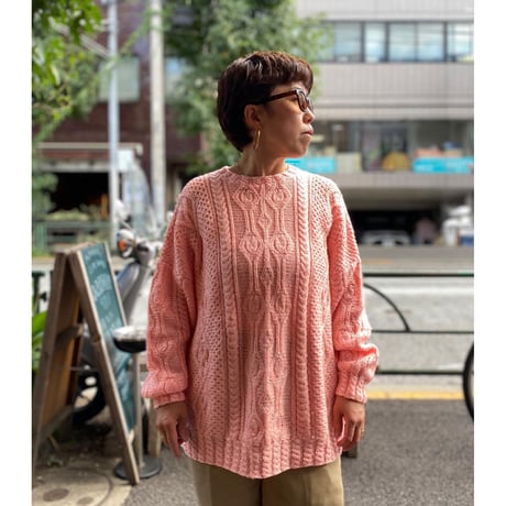 [USED] PINK💓ケーブルニット
