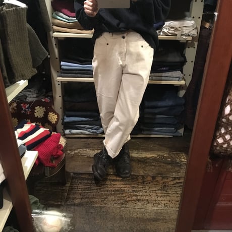[USED] アイボリー色 cutoff DENIM