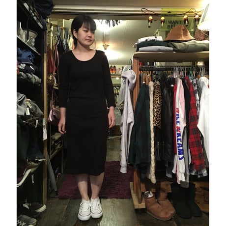 [USED]  BLACK リブ ニットワンピ