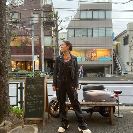 [USED] BLACK linen overall⭐︎