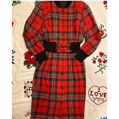 [USED] 赤タータンチェックワンピース❣️