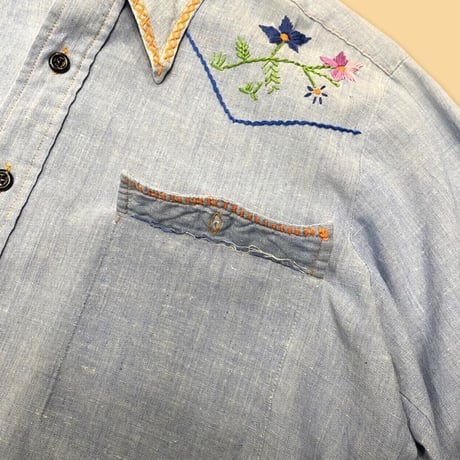 [USED] 70's vintage 刺繍シャンブレー
