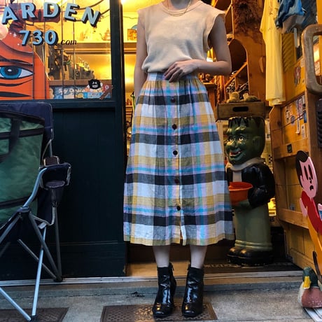 [USED] チェック柄 フロントボタン SKIRT♡