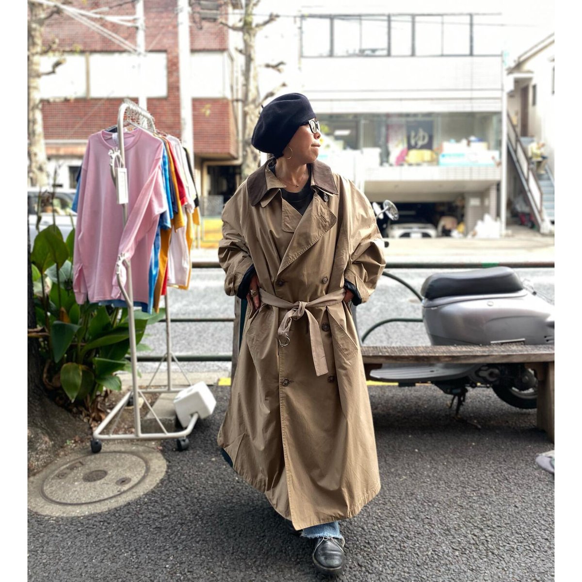 LONDON FOG ロングコート USA製 80年代 80s London Fog ロンドンフォグ 花柄 総柄