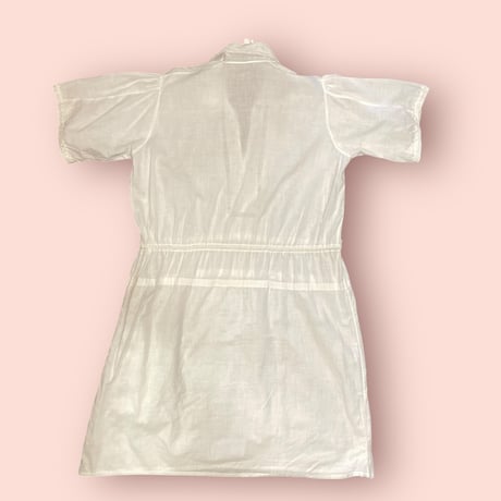 [USED] vintage WHITE 2way 襟付き 刺繍 O/P