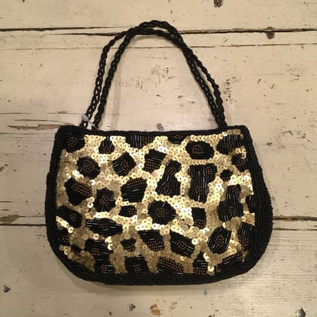 [USED] spangle♡ヒョウ柄ビーズポーチ