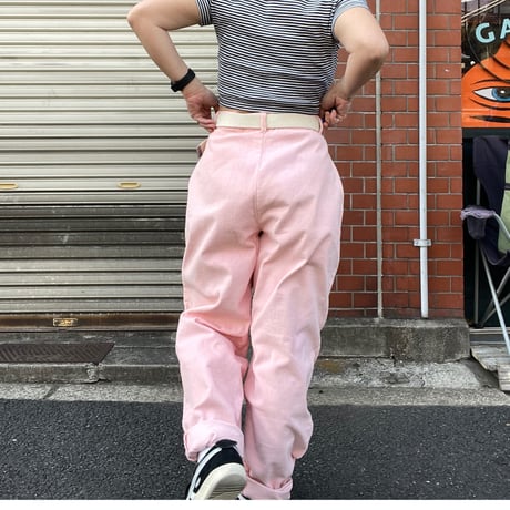 [USED] コーデュロイ♡パステルPINK タックPANTS