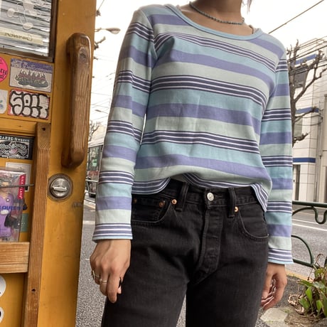 [USED] ボーダーちびロンTee♡BLUE